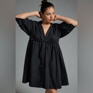 Anthropologie Maeve V-Neck Tunic Dress black v neck mini babydoll dress. XL.